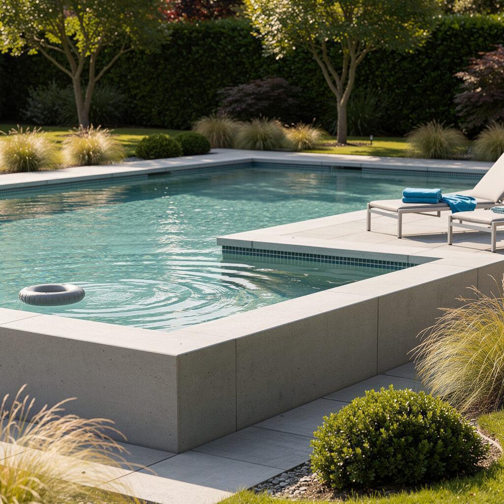 klassische Erdbecken aus Beton Poolbau Hirsch GmbH Maximale Gestaltungsfreiheit